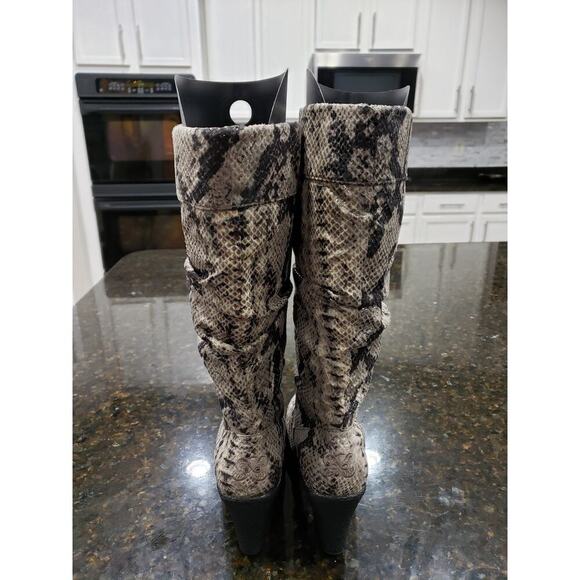 Curations High Top Boots Women's 7.5M Multi Scrunch Snake Round Toe Wedge Heel - Picture 8 of 10